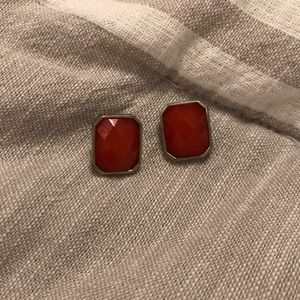 Orange stone stud earrings